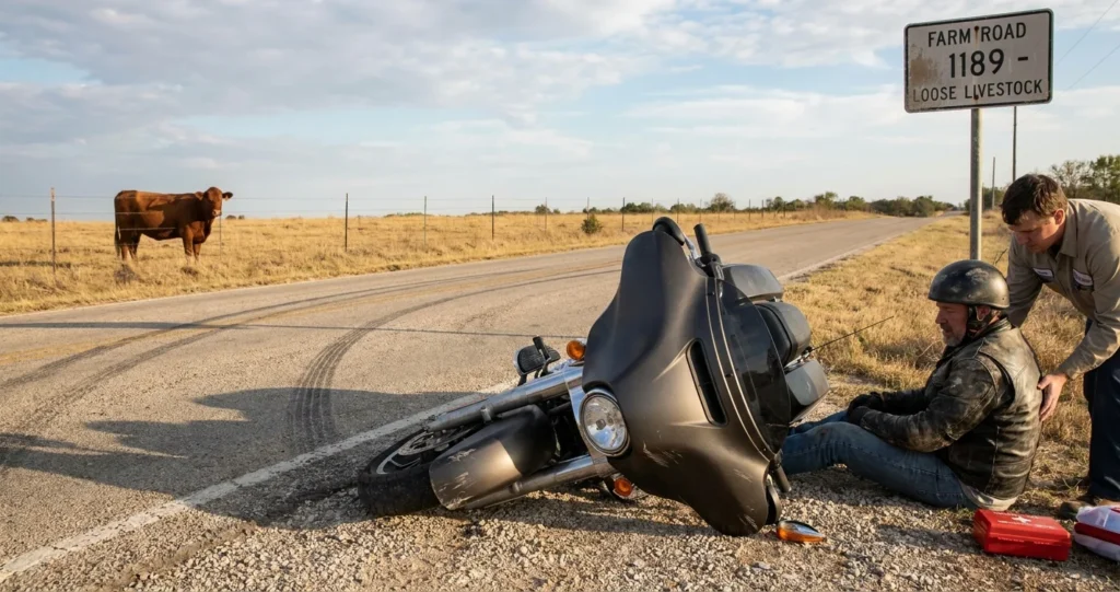 Motorcycle Accidents Involving an Animal on the Road in Texas